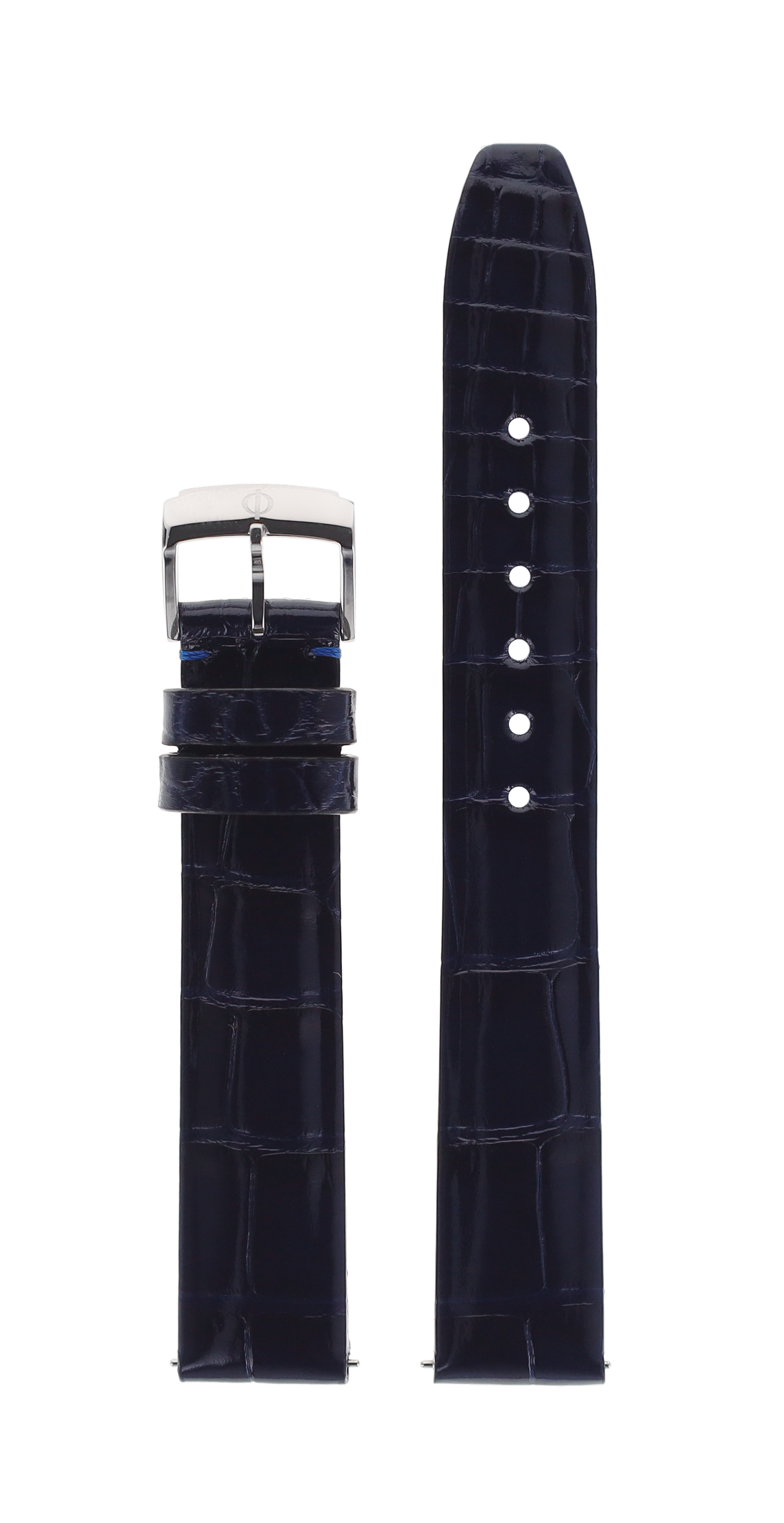 Navy Blue Glossy square scales alligator Strap 15.0 MM - MXE08GW7 Baume & Mercier Front