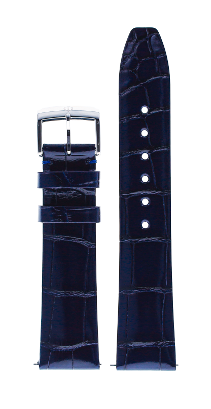 Bracelet Alligator toutes écailles carrées brillant Bleu brilliant 18.0 MM - MXE08GWQ Baume & Mercier Face