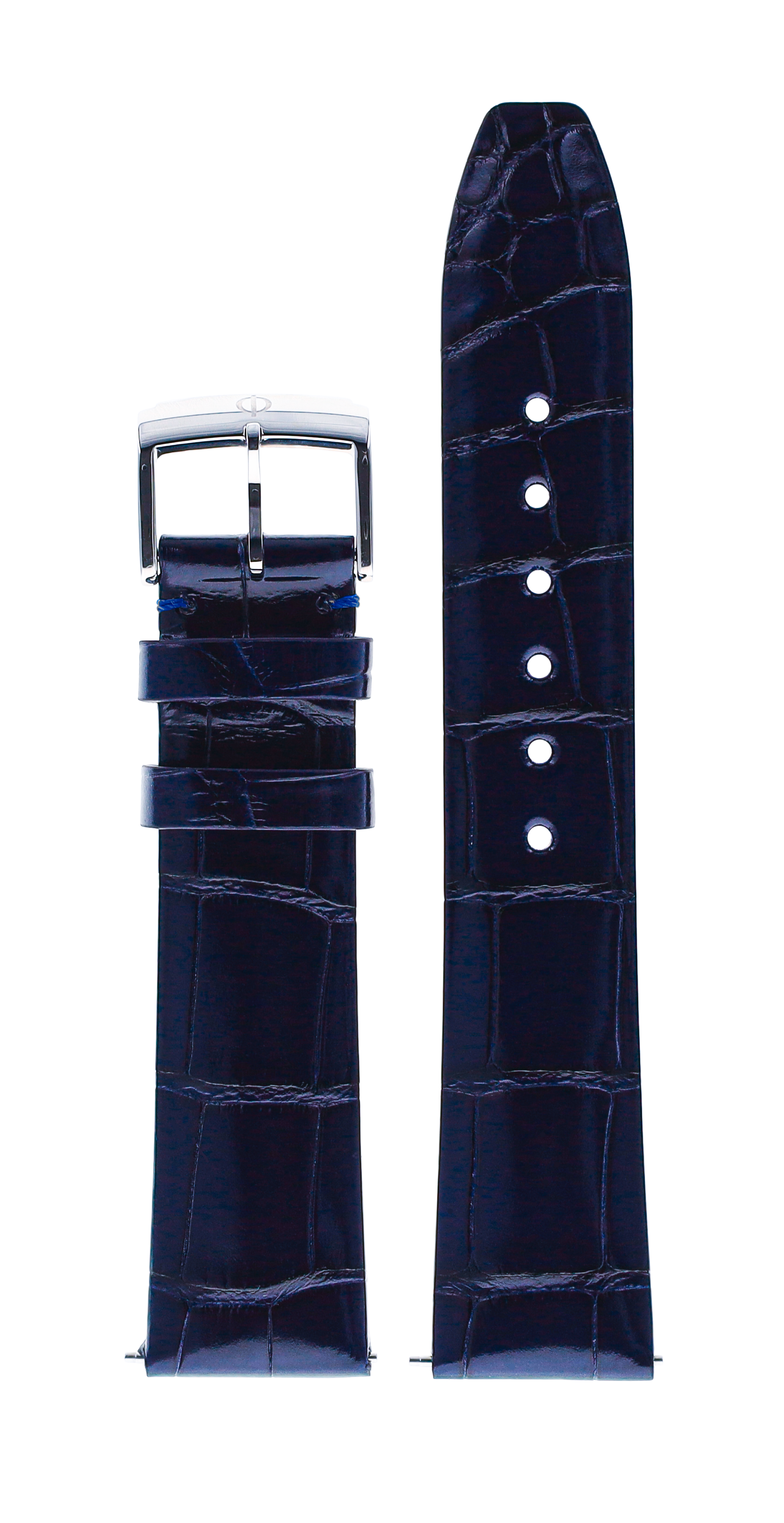 Bracelet Alligator toutes écailles carrées brillant Bleu brilliant 18.0 MM - MXE08GWQ Baume & Mercier Face