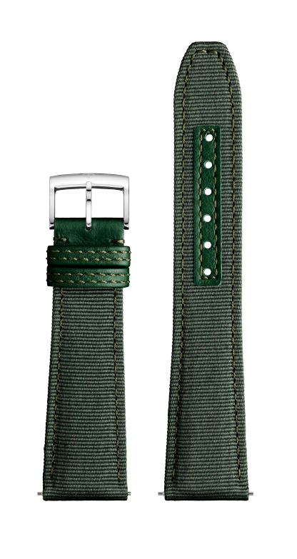 Green Canvas Strap, Pin Buckle 22.0 MM - MXE0N0Q7 Baume & Mercier Front