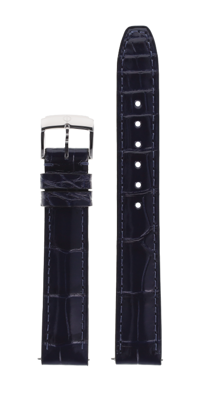 Navy blue Glossy square scales alligator Strap 15.0 MM - MXE0D08F Baume & Mercier Front
