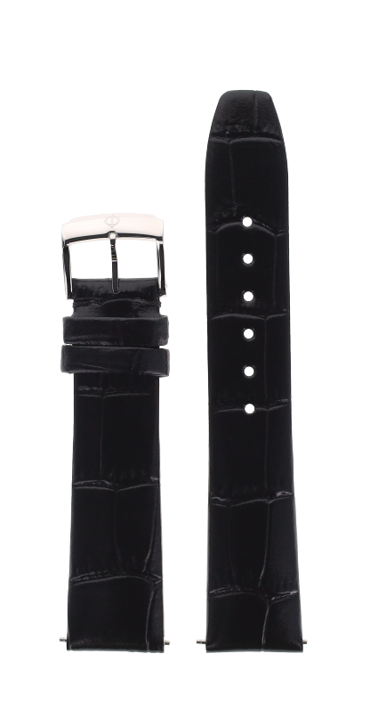 Black Calfskin Strap, Alligator pattern, Steel Pin Ardillon Buckle 18.0 MM - MXE0N0RR Baume & Mercier Front
